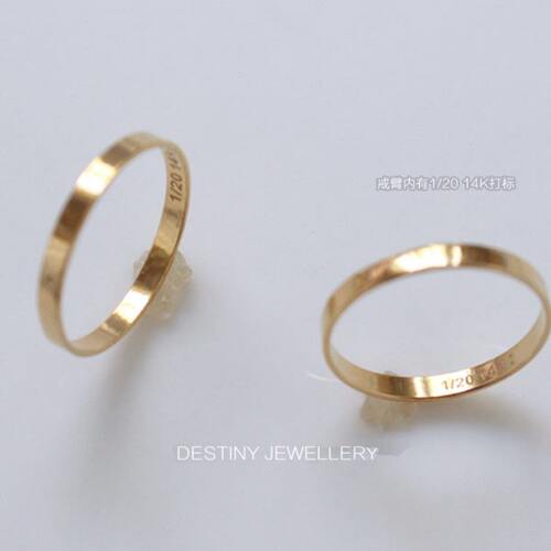 Destiny 美国进口14k包金简约精致光面戒指关节戒素圈戒情侣对戒