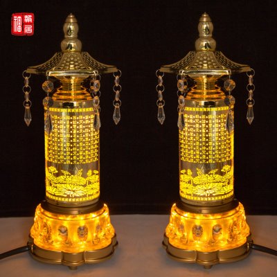 电筒灯LED七彩佛灯家用神台灯插电可转动供灯摆件旋转电动佛供灯