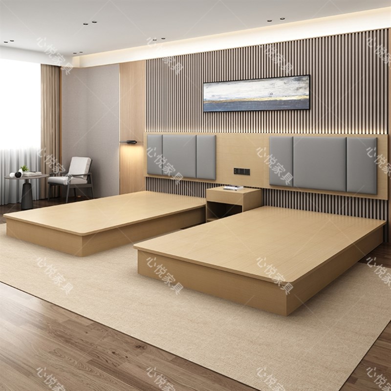 酒店家具标间全套五星级r双单人旅馆成套床单轻奢1.5公寓双人床