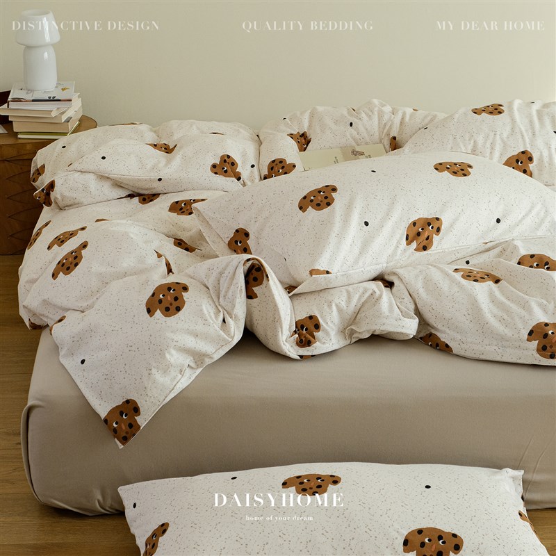 DAIOME趣味斑点狗针织全棉A类软糯亲肤母O婴裸睡床单床笠四件套