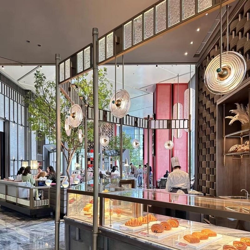 酒店民宿宴会厅圆形吊灯新中式会客厅餐饮N包间酒店三层水晶灯具