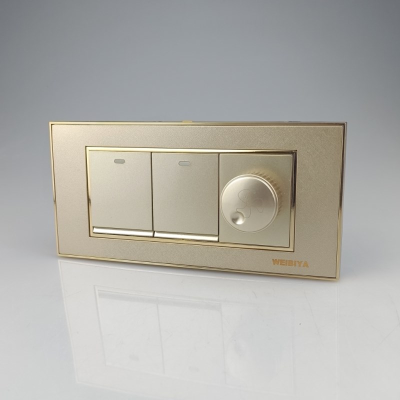 金色118型暗装调速开关带开关插座一二三四位面板家用.风扇调速器