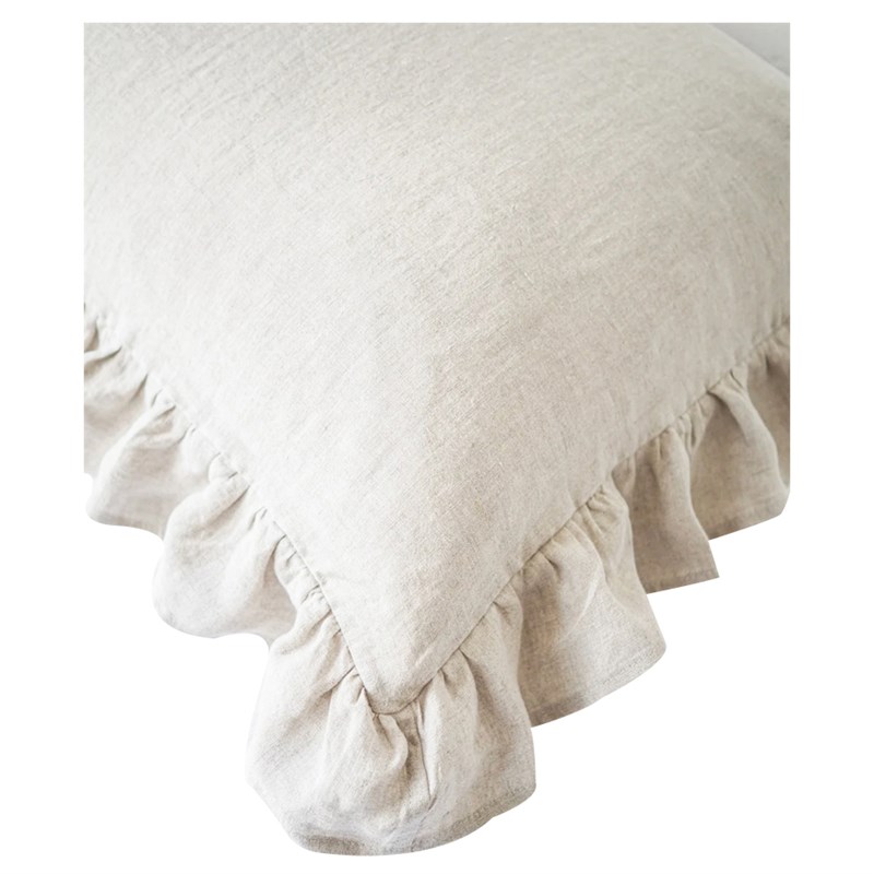 纯亚麻枕头e套孕妇夹腿抱枕荷叶边双人枕套情侣枕床头长条靠枕靠