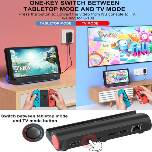 2302DA SWITCH多功能扩展坞充电底座100W快充1000M宽带4K高清HDMI