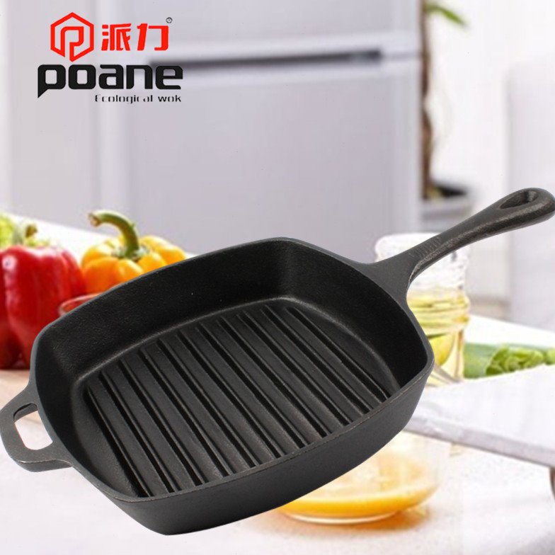派力特厚铸铁牛排煎盘西餐煎锅生铁煎烤平盘煎饼锅煎鸡蛋锅平底锅