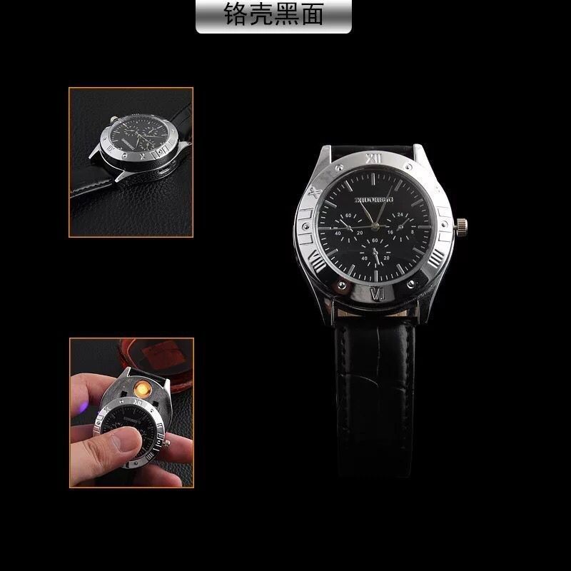 厂家直销手表充电火机创意个性USB电子点烟器金属男士腕表火机