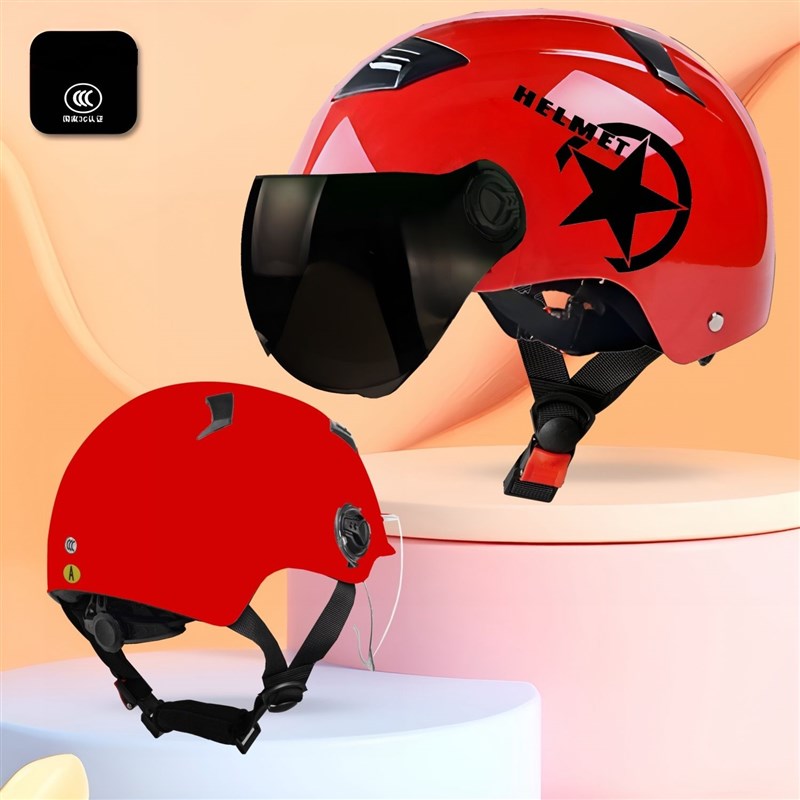 哈雷半盔四季电瓶车骑行头盔夏男女通用保暖全盔秋冬季防寒安全帽