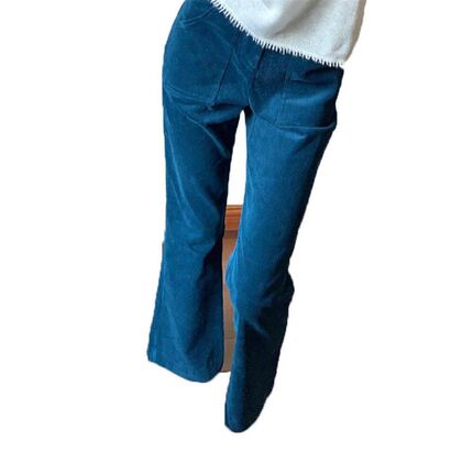 商场撤柜克莱因蓝秋冬进口灯芯绒裤2025高腰直筒九分微喇叭裤