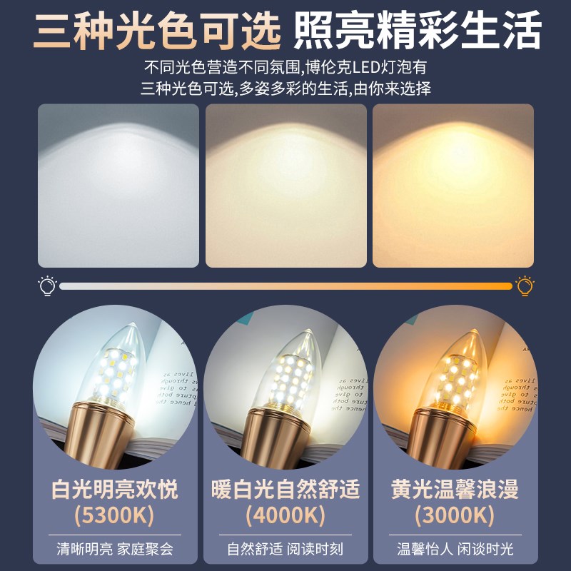 LED护眼灯泡e14小螺口e27螺旋水晶灯吊灯替换超亮家用蜡烛节能灯