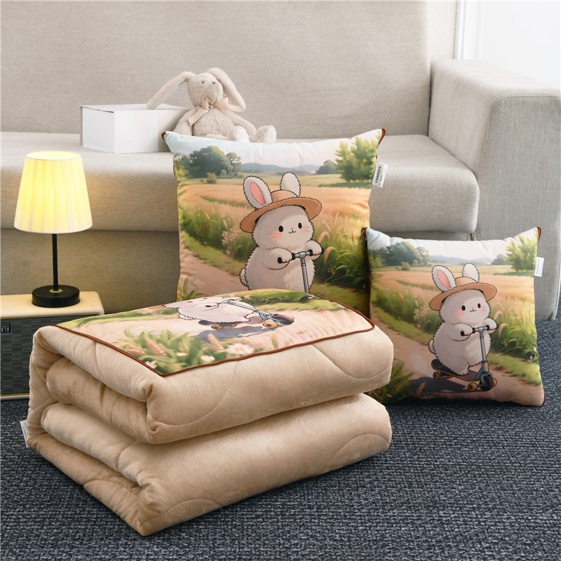 抱枕被子两用午休加厚汽车t折叠车用枕头办公室午睡毯子二合一靠