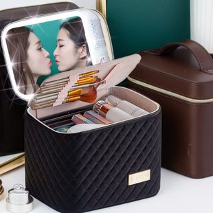 新款化妆包带灯大镜子化妆箱硬款收纳盒化妆箱大容量网红爆款高端