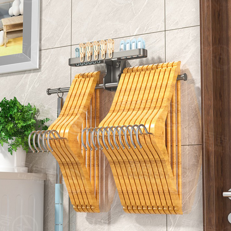 枪灰晾衣架收纳整j理神器多功能免打孔壁挂式阳台墙上挂放夹子挂,收纳整理,金属衣架,淘宝优惠券,粉丝福利购,淘宝优惠卷