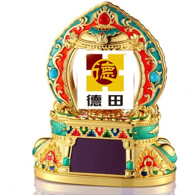 德田彩绘合金太阳能转桶汽车摆件车载车内饰品装饰转筒桶旋转家用