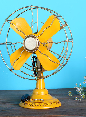 复古怀旧老式铁皮电n风扇模型摆件拍摄影视道具咖啡厅店铺道具模
