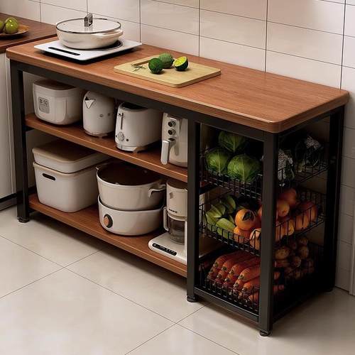 厨房置物架多功能菜篮子切菜微波炉锅具收纳窄边