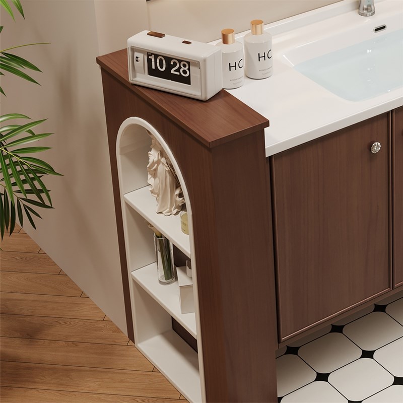 法式浴柜边柜边柜化m妆室半墙柜隔断柜干湿分离防水柜洗手台侧边