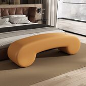 床尾凳卧室多功能弧形皮质夫妻春凳床长条沙发床塌主卧情侣床边凳