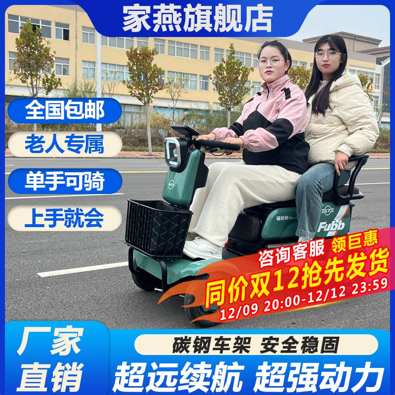 小巴士C7四轮电动车双人座2人残疾人I电动助力四轮车老年代步车