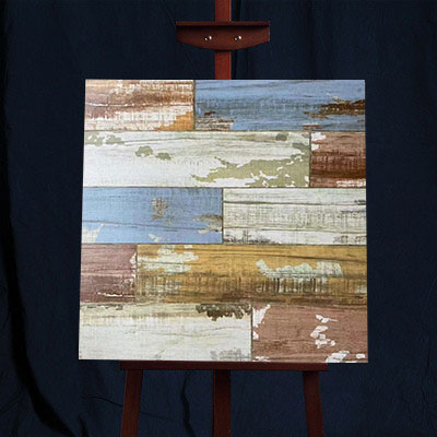 仿古个性涂鸦花砖600咖啡厅餐厅会所书房仿M实木瓷砖600木纹地板