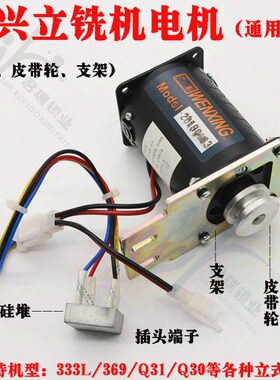 文兴原厂Q31 333L 369 Q30等立铣机碳刷电机 含硅堆 皮带轮 支架