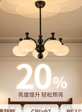 中世纪风格柿子客厅主灯法式覆古暖大气宋代美学厅护眼吊灯Kc