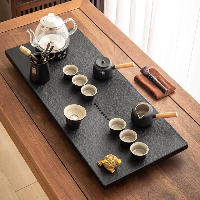 天然乌金石茶盘茶具套装家用全自动上水烧水壶一体电磁炉石头茶台