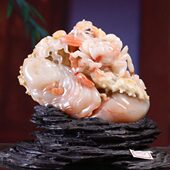 福建寿山石八方来财摆件圆雕俏色手作工艺办公室摆设客厅装 饰奇石