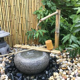 竹筒流水器摆件配件竹子自循环鱼缸喷泉竹排竹制惊鹿日式庭院户外