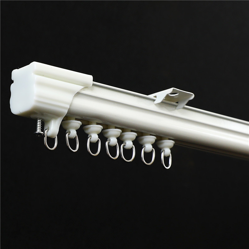 铝合金窗帘轨道滑轨导轨滑轮罗马窗帘杆滑道单双轨侧X顶装挂钩直