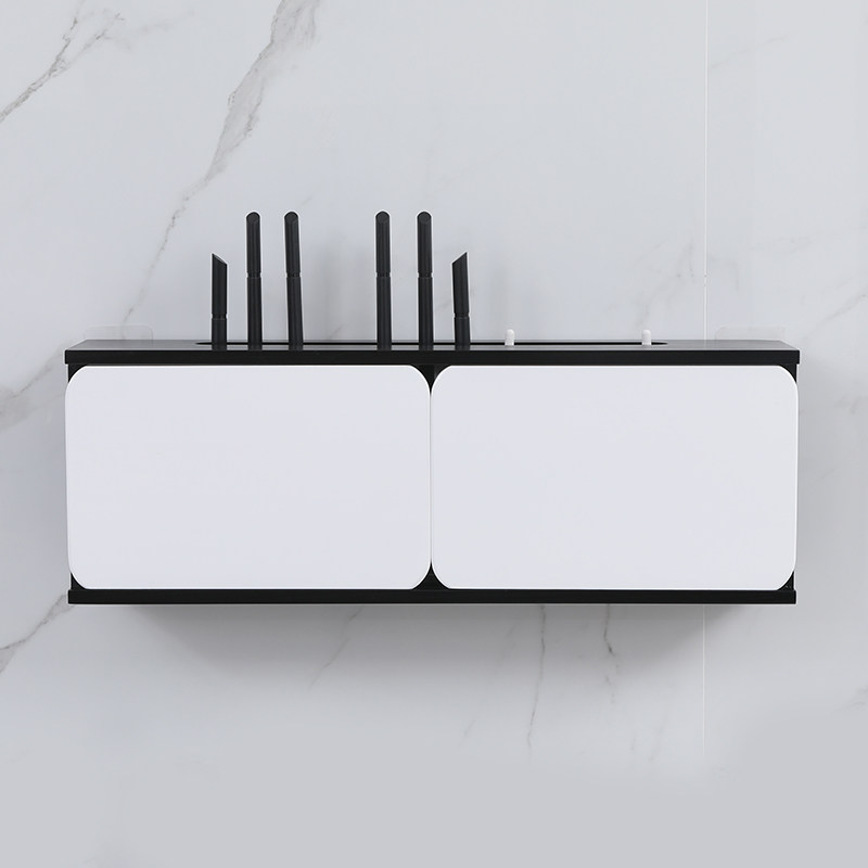 实木wifi路由器收纳盒挂墙免打孔猫机顶盒置物架电视线插座遮挡盒