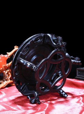 防水花盆底座托盘树脂圆形酒坛奇石头花瓶工艺品垫高摆件底座实木