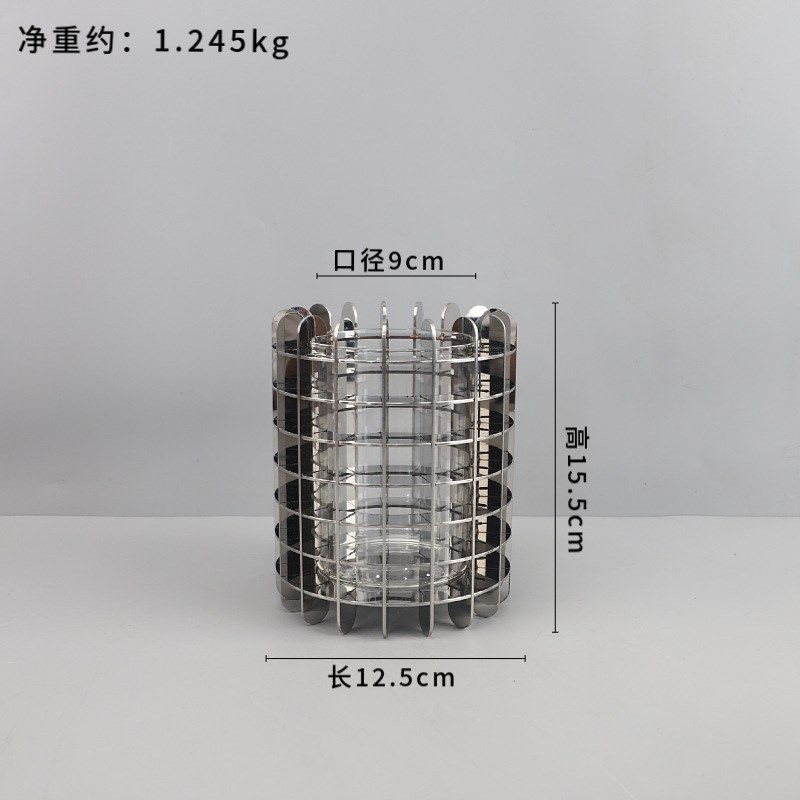 现代简约几何不锈钢网格镂空花瓶摆件客厅样板间茶几家居软装饰品,特色手工艺,其他特色工艺品,淘宝优惠券,粉丝福利购,淘宝优惠卷