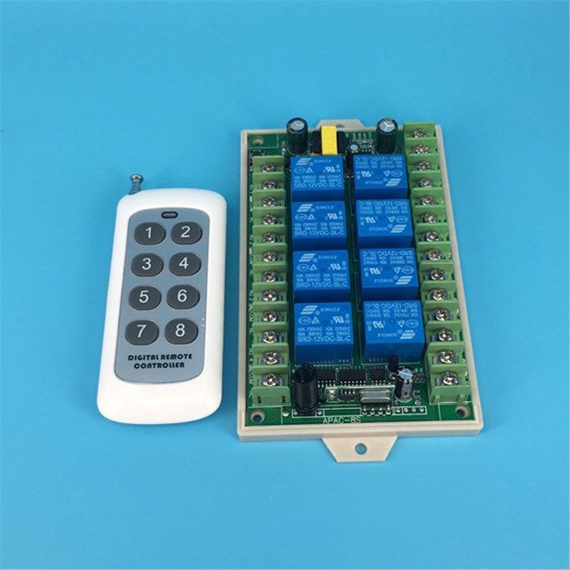 新款8键无线遥控学习型交流AC220V八路开关LED灯具电机控制器模块