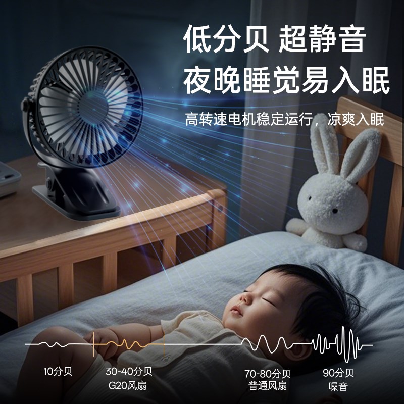新款迷你风扇夹式USB充电小风扇家用宿舍学生静音办公室桌面风扇