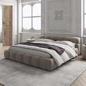 言述家居泡芙床科技布艺床简约现代磨砂布床榉木实木软包双人床