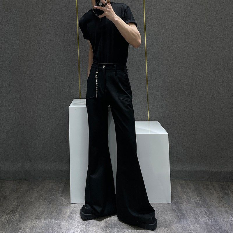 鹿鹿/小众设计感小香风套装男秋季高级感垫肩夹克喇叭裤两件套男