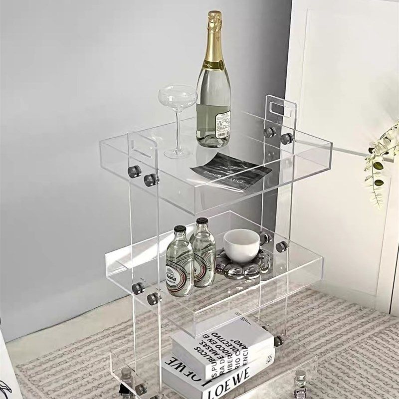 轻奢透明边几亚克力家用小推车组合角几客厅置物架移动茶几床头柜,住宅家具,角几/边几,淘宝优惠券,粉丝福利购,淘宝优惠卷