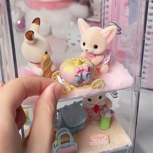 小红书同款森贝儿手办透明收纳盒亚克力玩偶桌面展示架置物架防尘