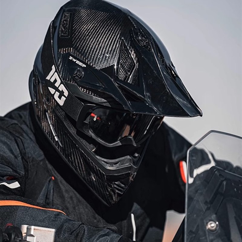 扫描碳纤维摩托车头盔拉力赛头盔越野头盔工作服保护摩托车Tr1男