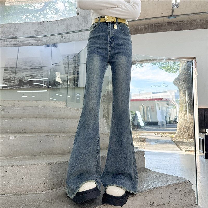 女童喇叭裤春秋款2025新款儿童秋装牛仔裤大童女孩秋季微喇长裤子