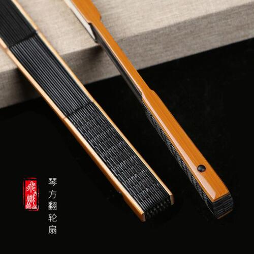 飞炽老艺人95寸16方玉竹乌木芯琴方翻轮折扇古琴老凉席料苏工扇子