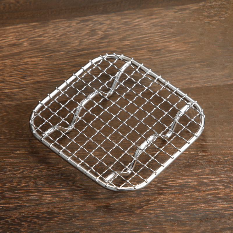 不锈钢烧烤网铁丝网格网片长方形烤网用具小格沥油网架工具圆形炉