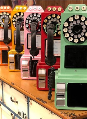 美式复古老式电话机模型壁挂墙上装饰网红奶茶店酒吧餐厅墙面挂件