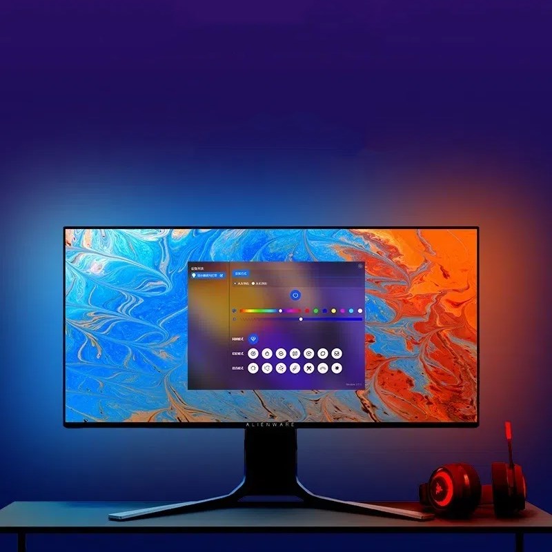 RGB电脑氛围灯带电竞房间装饰桌边墙面背景追光LED随屏同步显示器