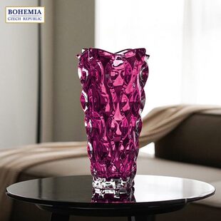 BOHEMIA捷克进口水晶玻璃 饰 桑巴彩色花瓶北欧摆件高档轻奢客厅装