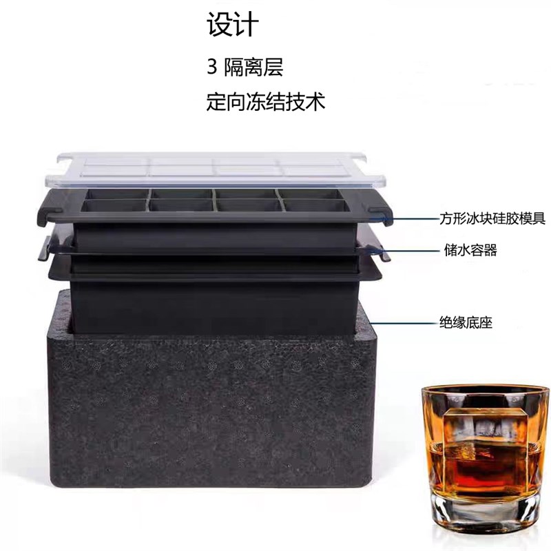 透明制冰机硅胶大方型冰块圆球模具1出8格威士忌酒吧无气泡制冰盒