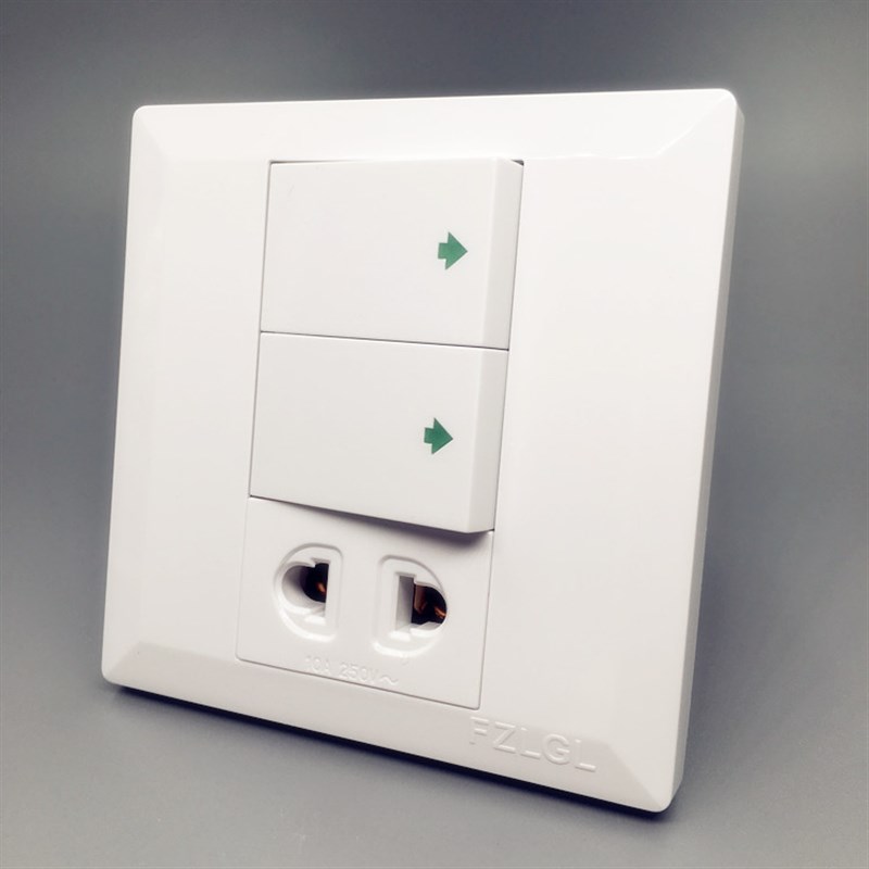 二开双带二孔电源插座 2位双联双开2开双控带单2孔开关面板 86型