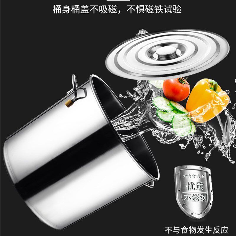不锈钢桶圆桶水桶60汤桶加厚商用带盖汤锅特厚卤桶卤锅304食品级