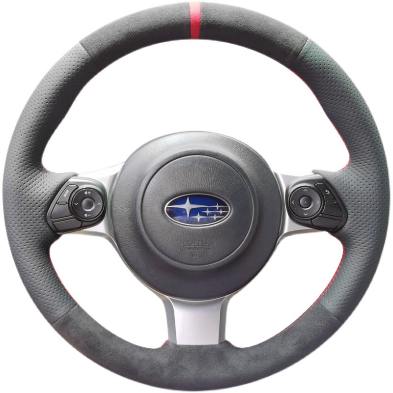 适用于25款斯巴鲁BRZ 新款丰田86改装翻毛皮内饰手缝真皮方向盘套