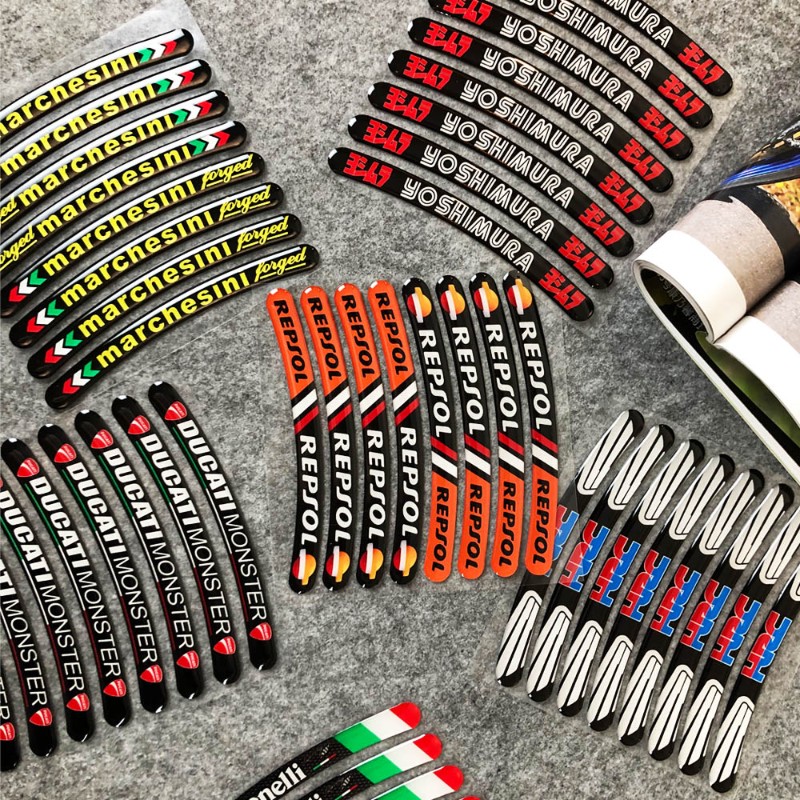 摩托车反光轮毂立体贴纸改装饰轮胎钢圈贴花防水适用铃木川崎KTM